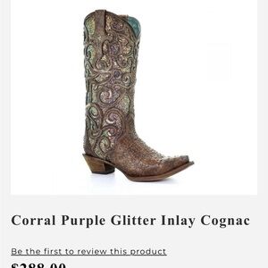 Corral snip toe glitter inlay western boots size 9
